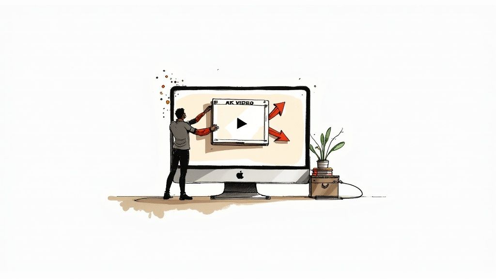 A person working on a Mac, symbolizing video compression tasks.