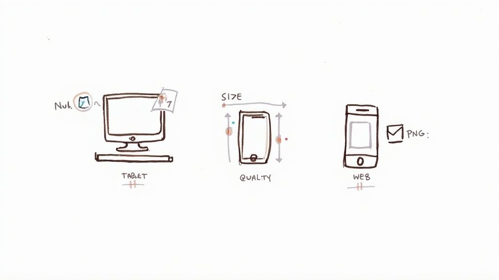 Person optimizing images on a laptop for different platforms.