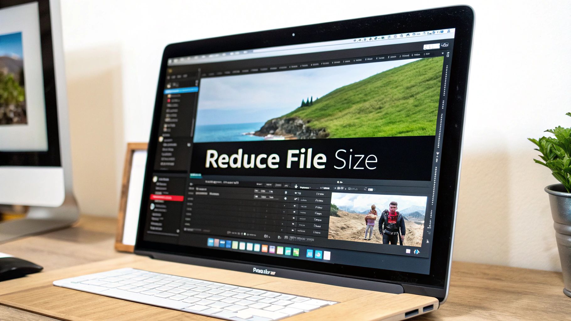 A person working on a Mac, symbolizing the use of native Mac apps for video compression.
