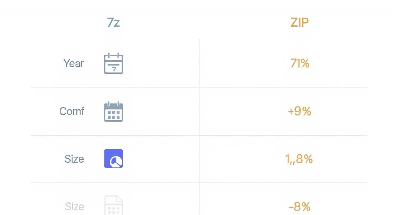 Infographic about 7z vs zip