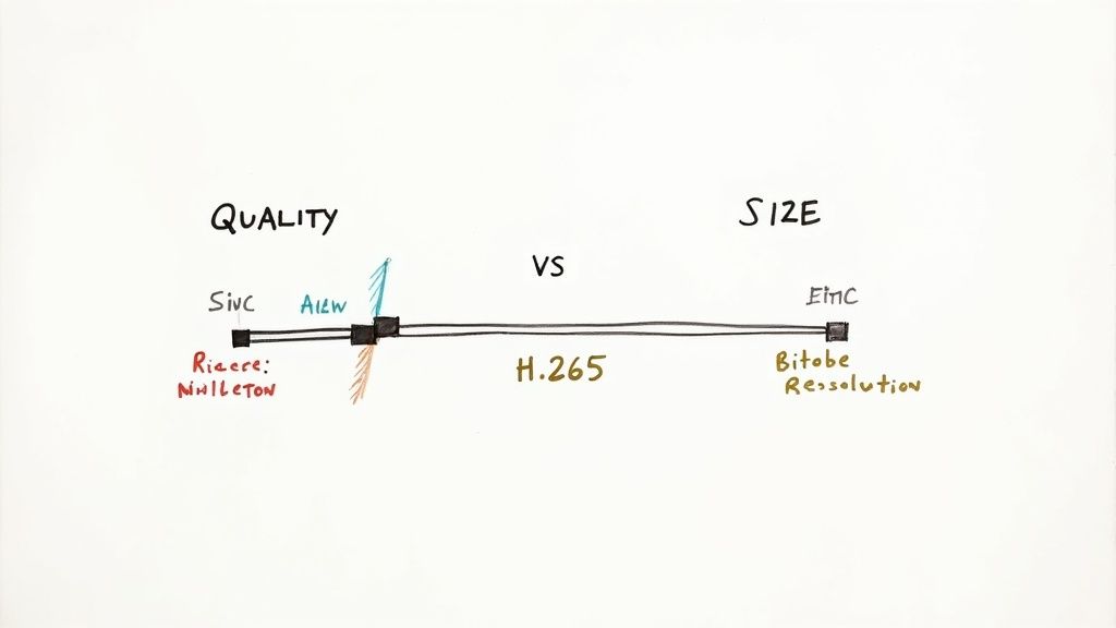 An abstract image showing digital waveforms, representing video and audio quality settings.