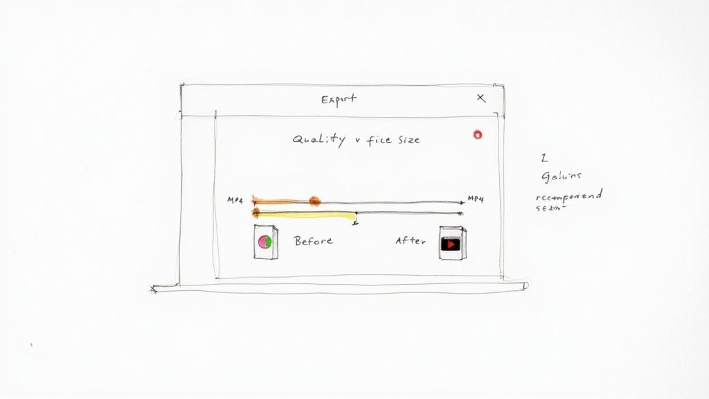 A person using a Mac to compress video files with a simple, modern interface.