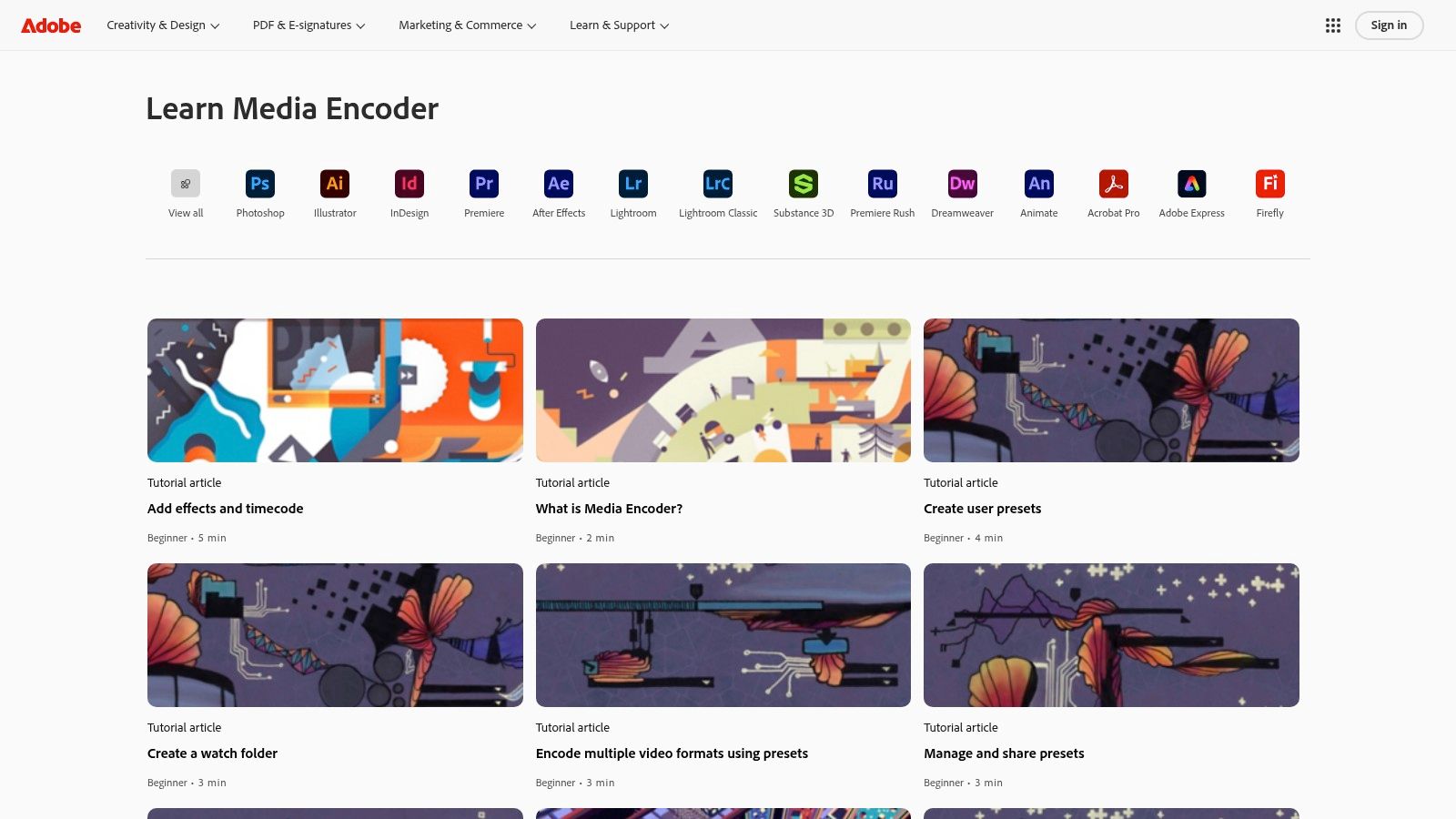 Adobe Media Encoder interface showing a queue of video files ready for encoding.