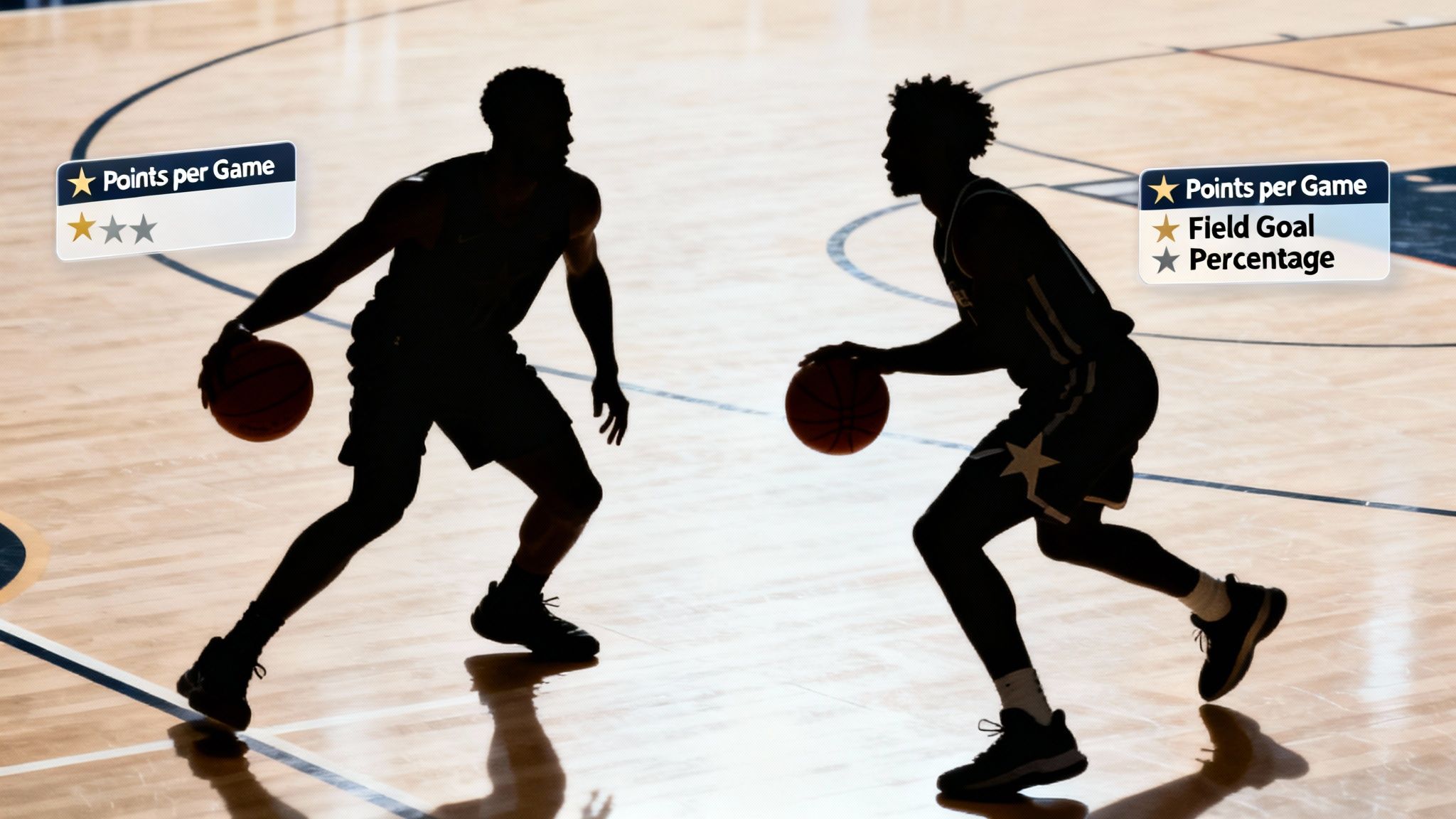 Two star basketball players, one from the Cleveland Cavaliers and the other from the Boston Celtics, in a head-to-head matchup on the court.