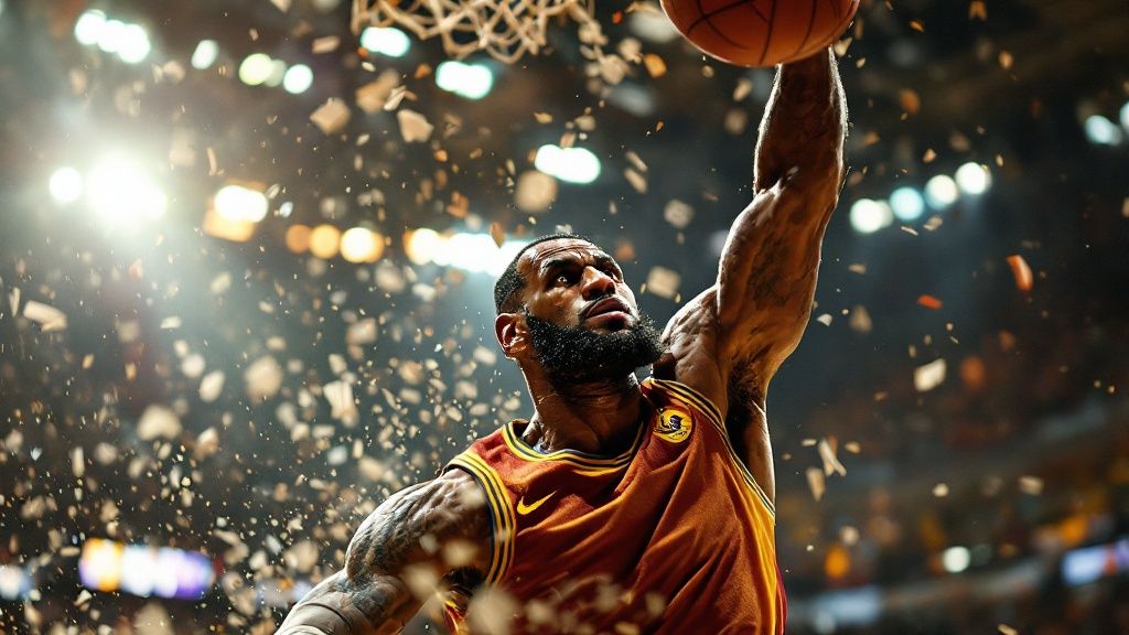 A close-up shot of a basketball player dribbling during a game