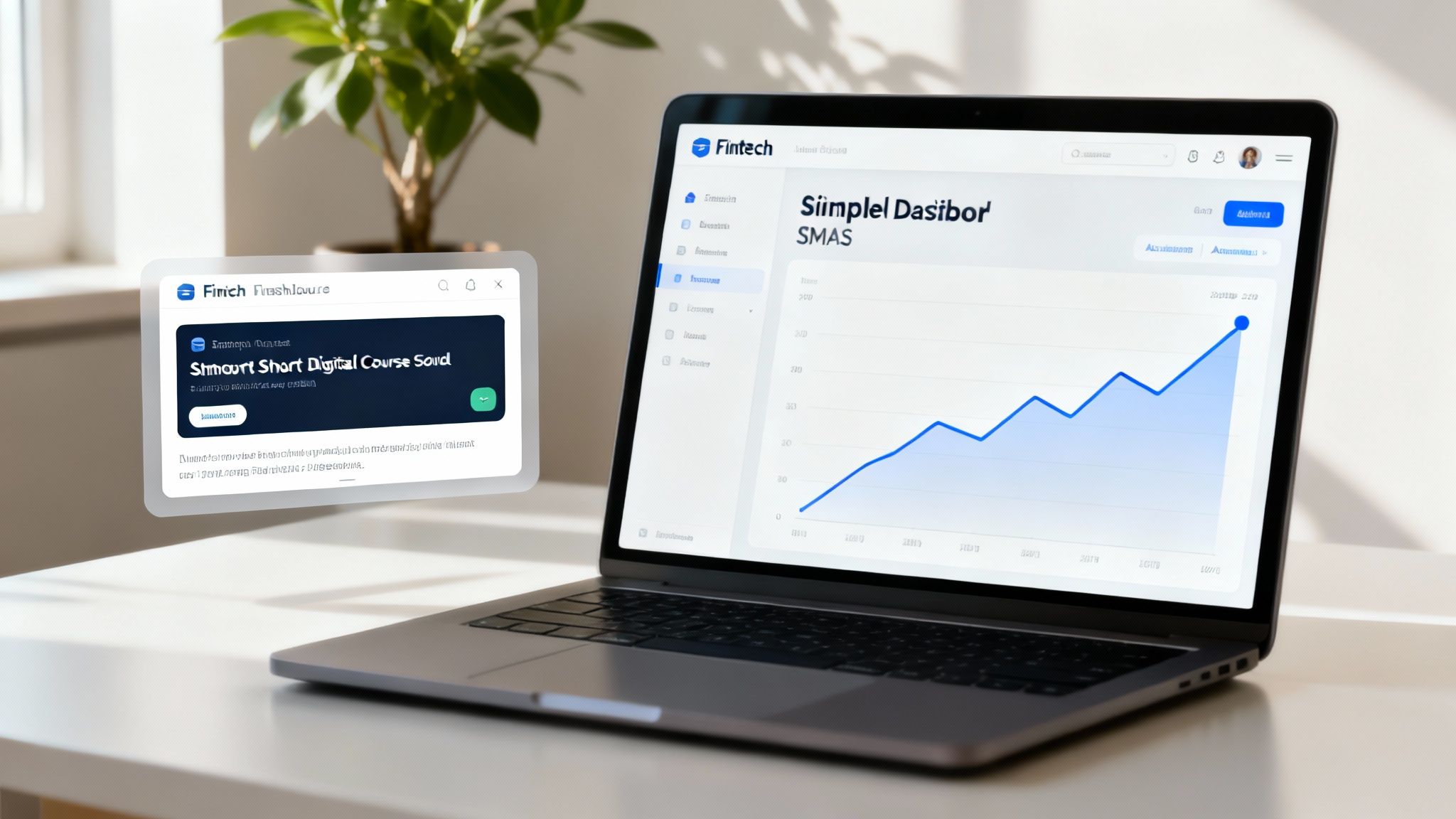 A modern office setting with people collaborating around a screen displaying financial data, representing innovation in fintech.
