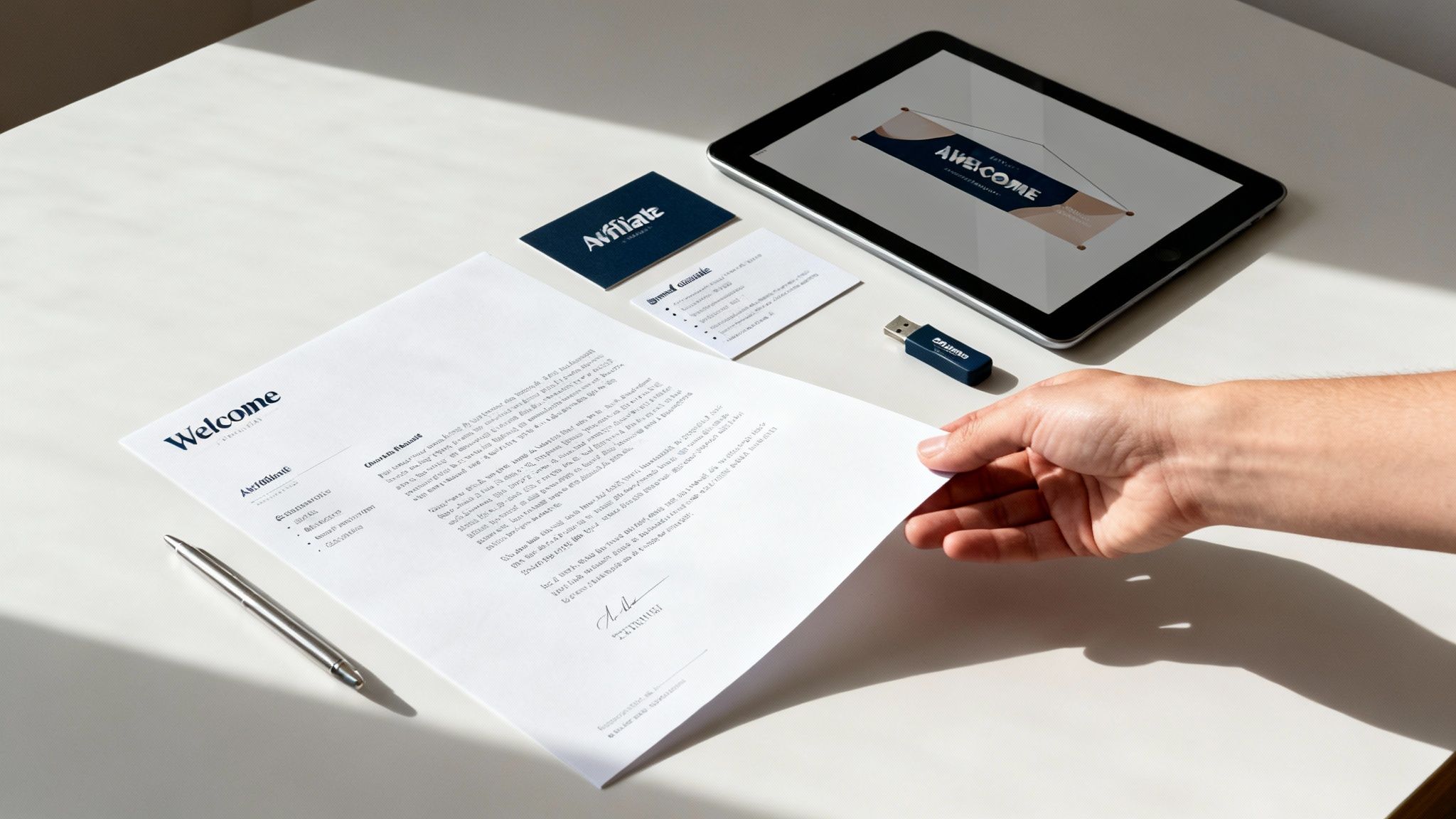 People collaborating around a table, representing affiliate partnerships.