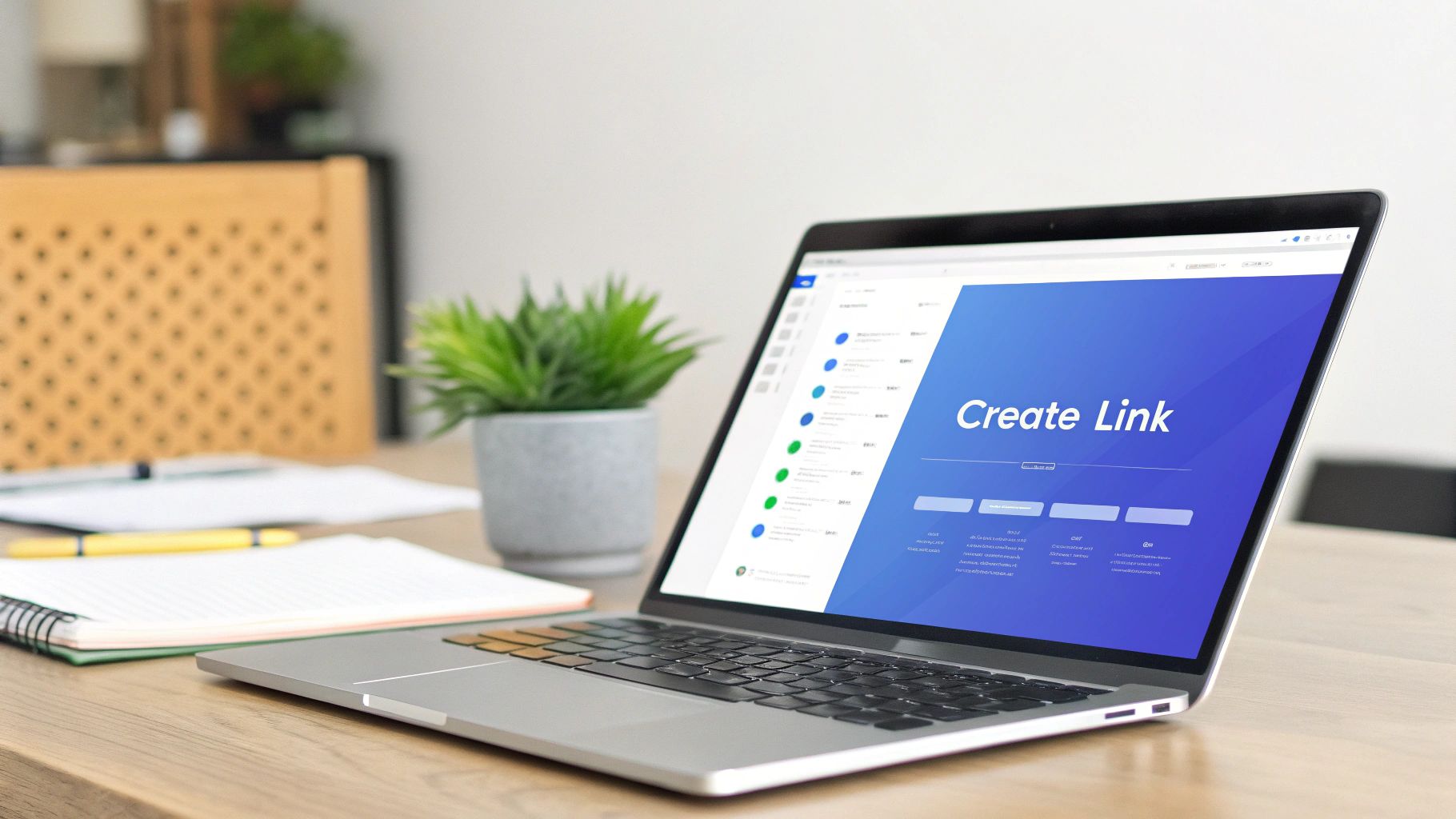 A notepad and pen next to a cup of coffee, symbolizing the planning stage of creating an affiliate link.