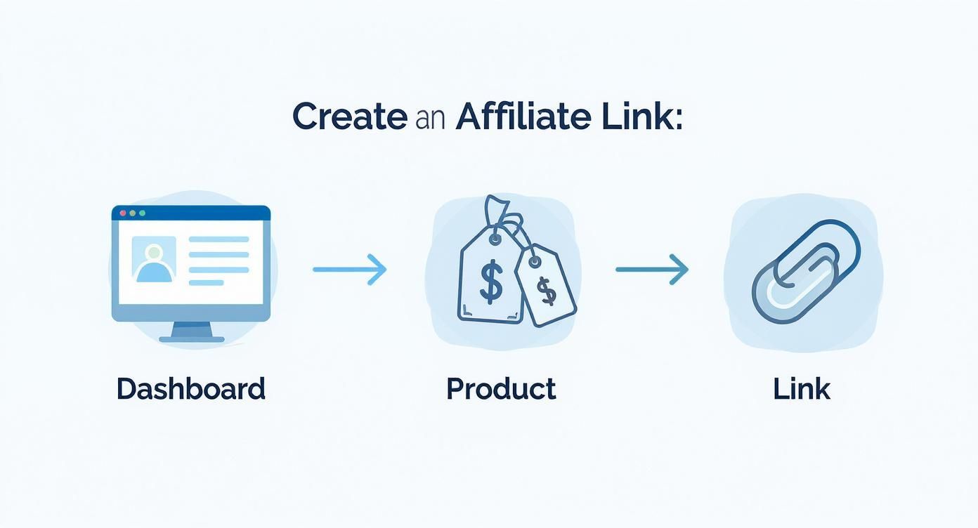 Infographic about how to create a affiliate link