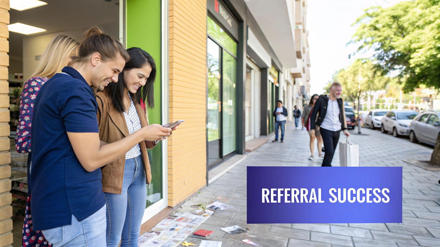 People connecting and referring each other, illustrating a successful referral program.