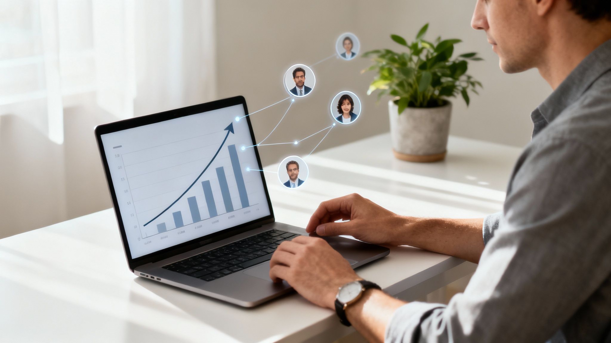 An illustrated chart showing business growth, representing an affiliate program as a growth engine.