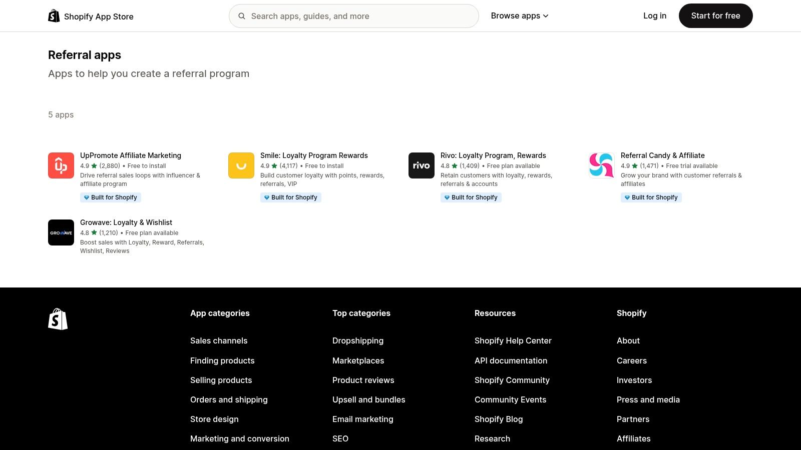 Shopify App Store – Referral Apps Collection