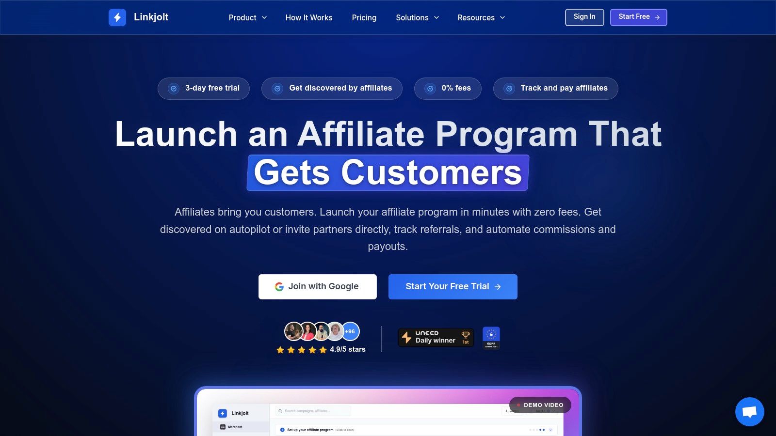 LinkJolt Affiliate Dashboard