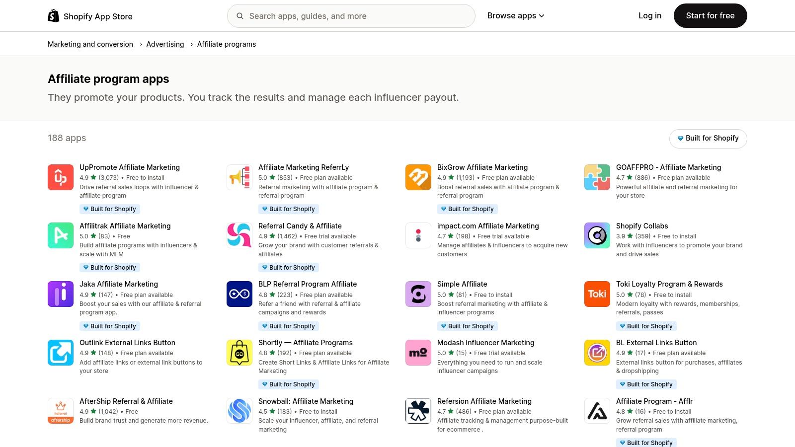 Shopify App Store – Affiliate Program Apps