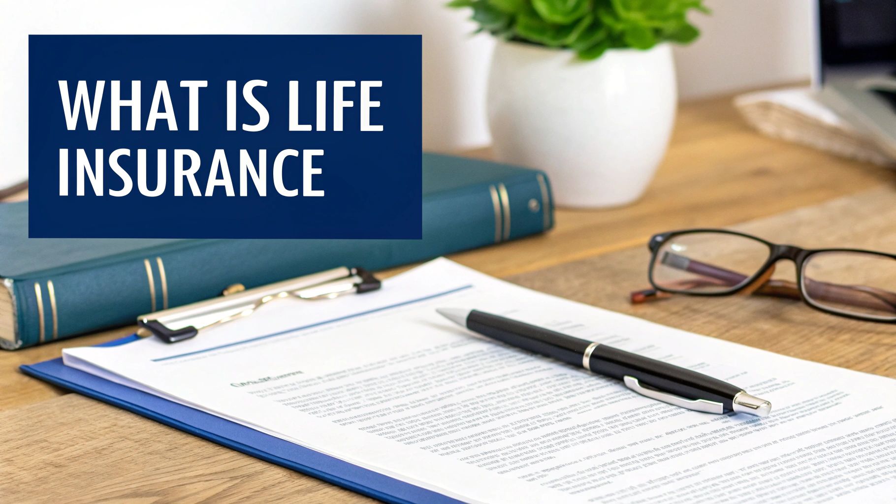 A magnifying glass hovering over a life insurance policy document, symbolizing a closer look at the details.
