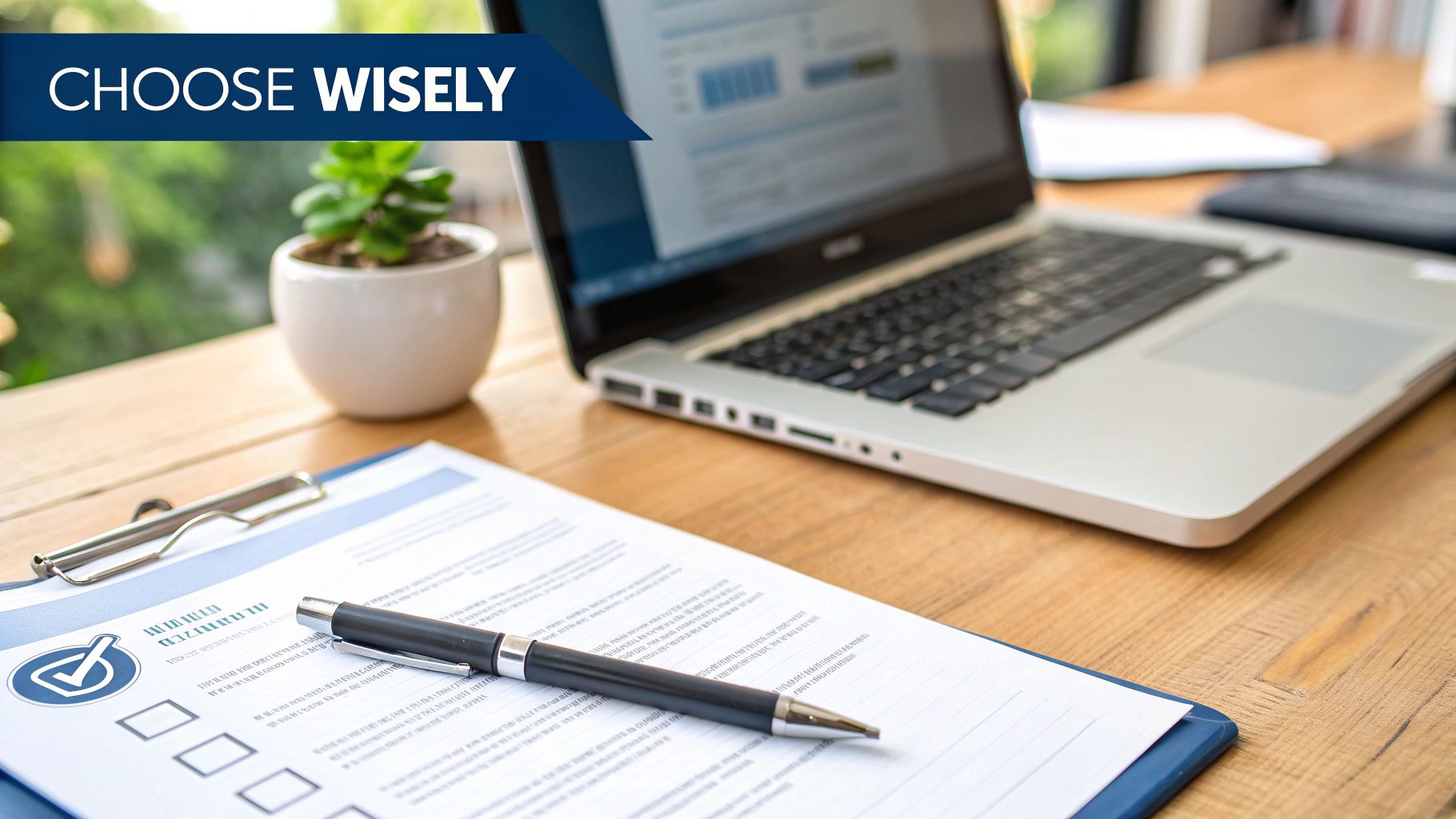 Business owner making a decision with a checklist