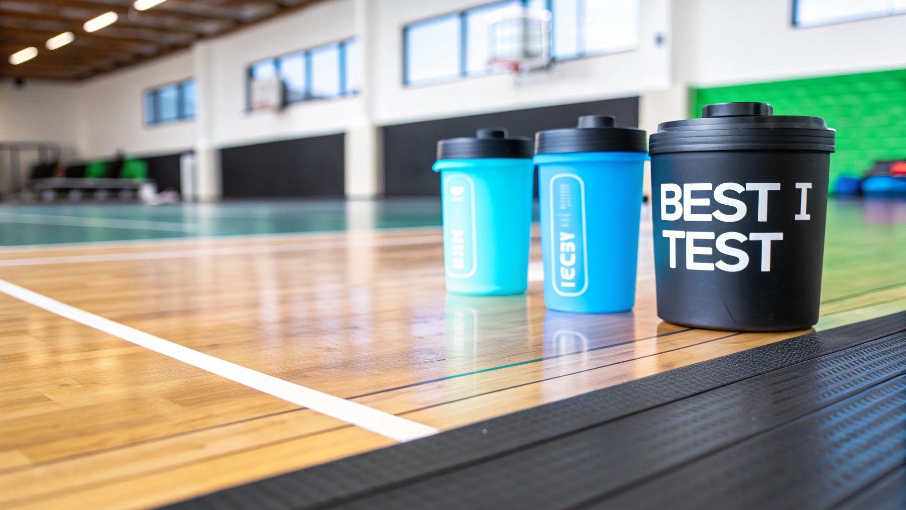 En person som blander pre-workout pulver i en shaker