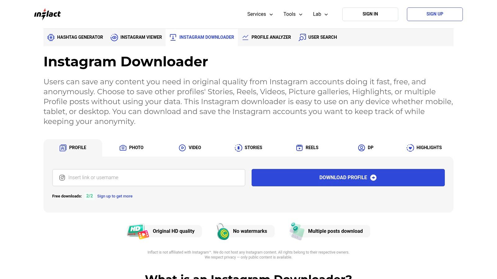 Inflact Instagram Downloader