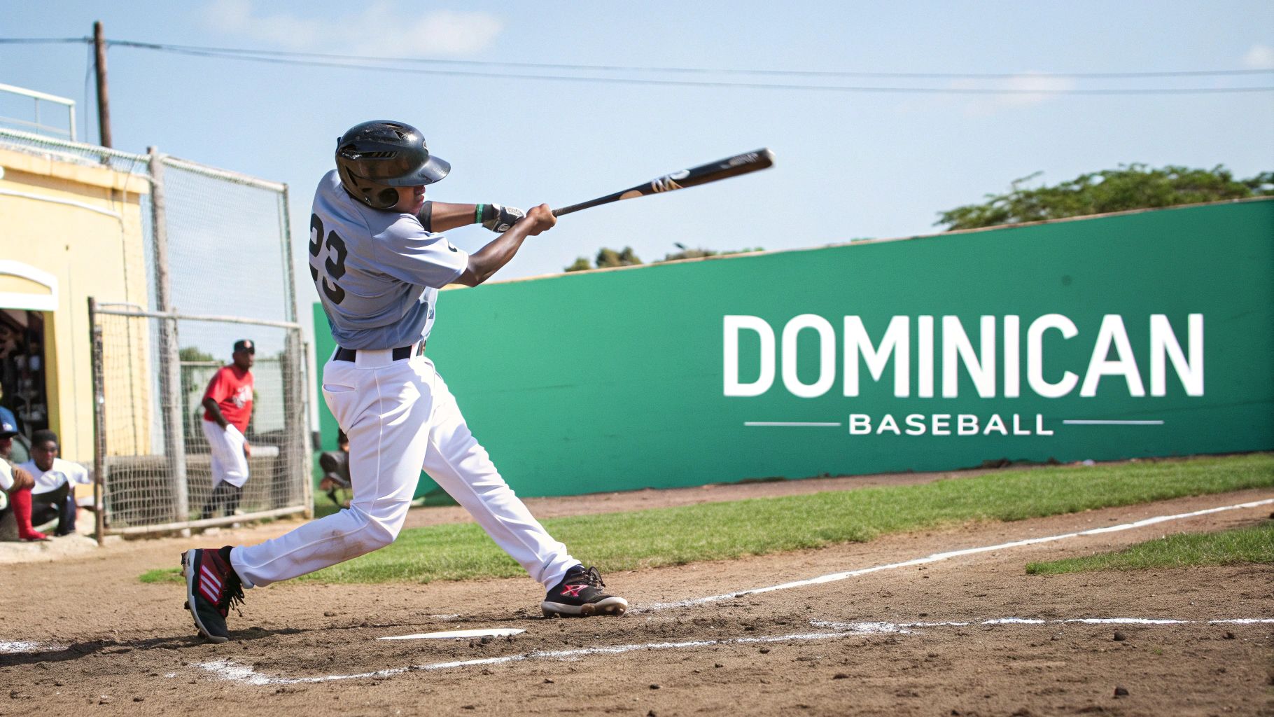 Un jeune joueur de baseball en République dominicaine prêt à frapper la balle