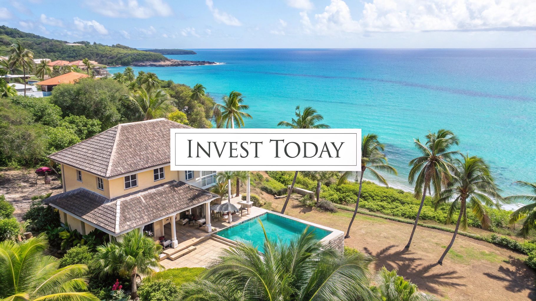 Una vista impresionante de una villa moderna con vista al océano en Las Terrenas, República Dominicana, que muestra el estilo de vida lujoso disponible.