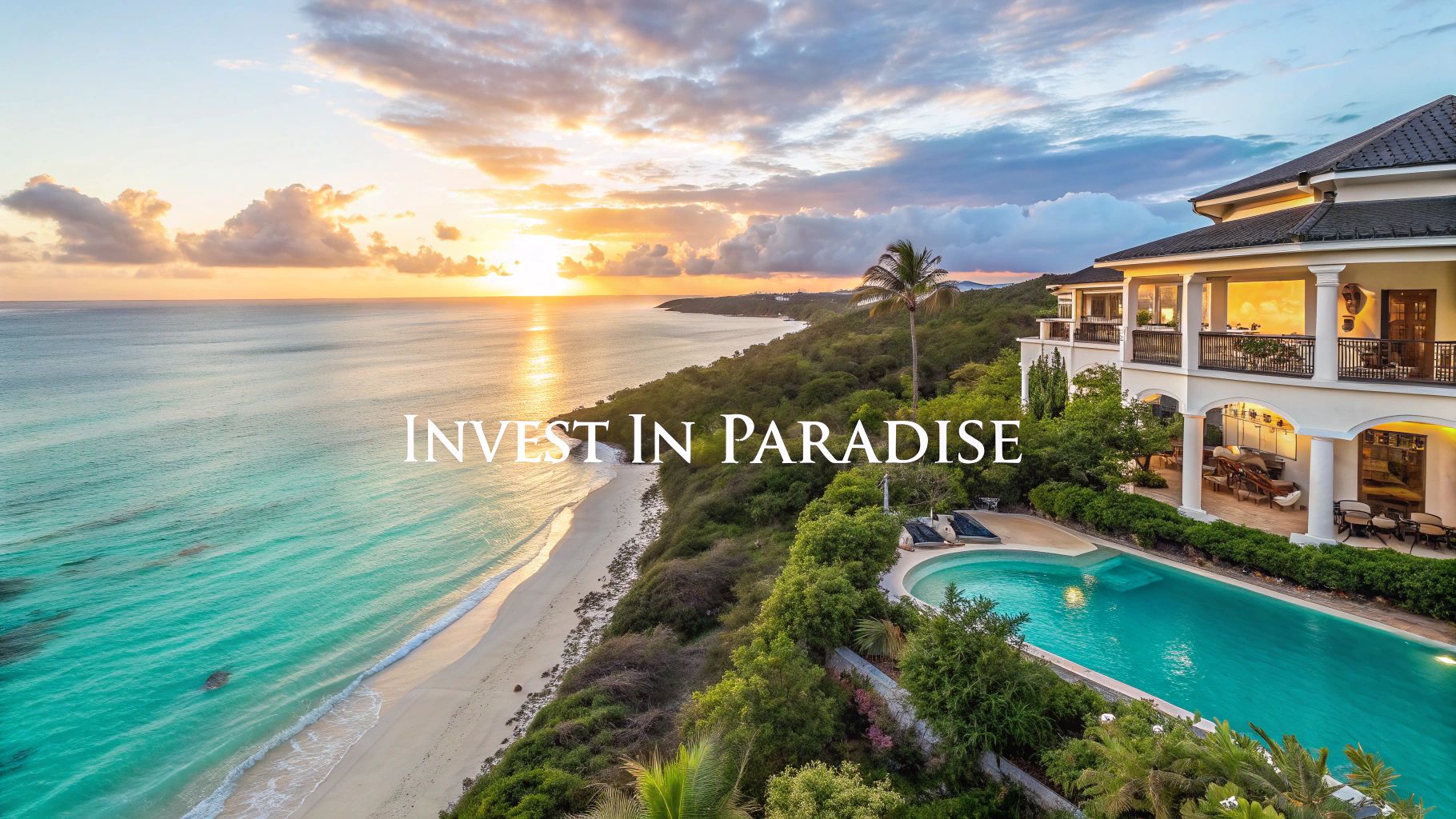 Villa moderna con piscina con vistas a un paisaje tropical en República Dominicana