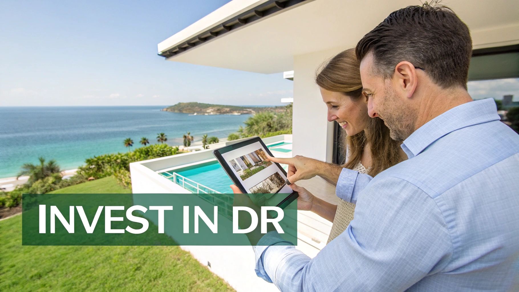 Une luxueuse villa moderne à Las Terrenas, en République dominicaine, avec une piscine à débordement donnant sur l'océan.