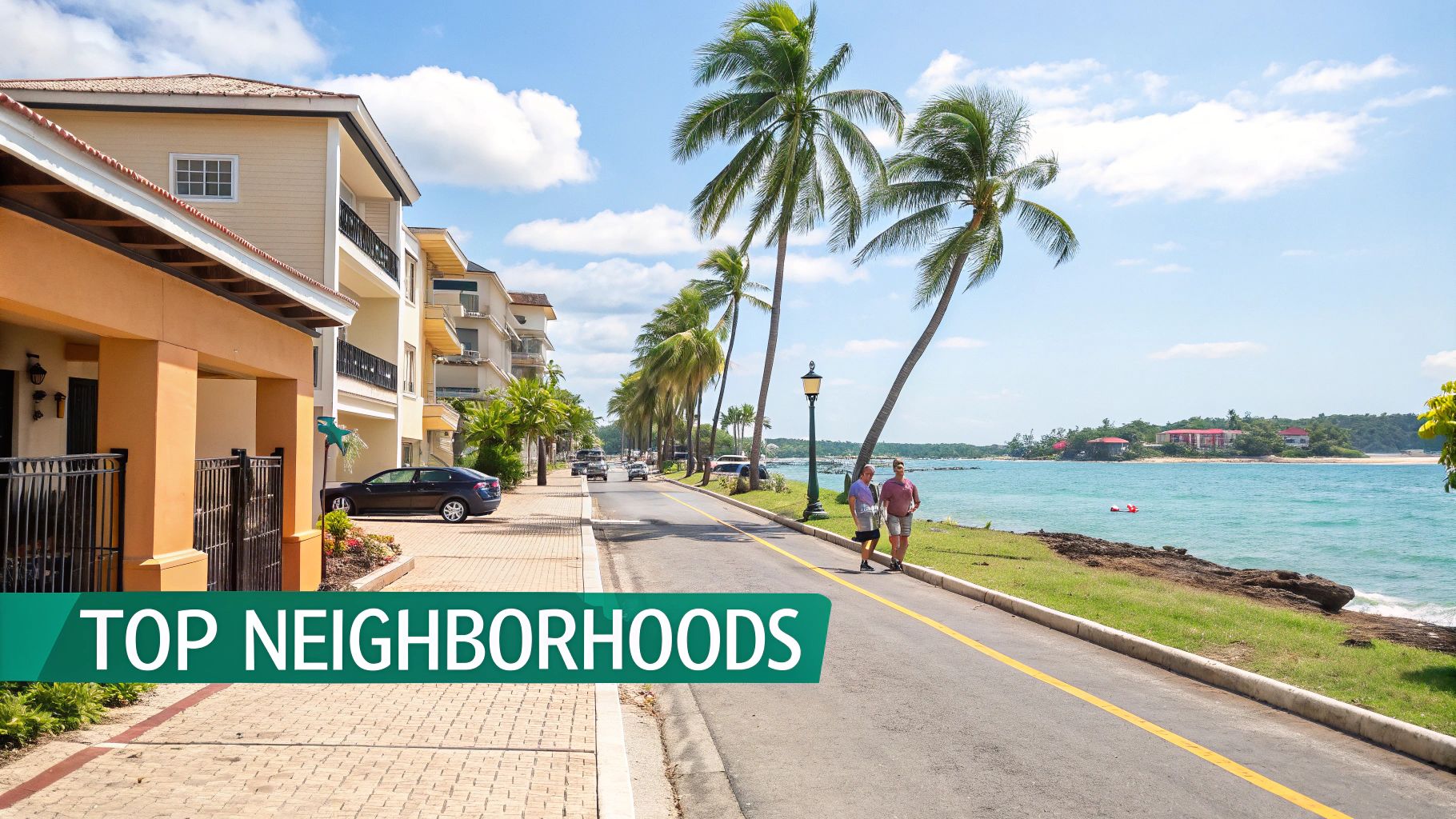 Vista aérea de la costa de Sosúa y propiedades.