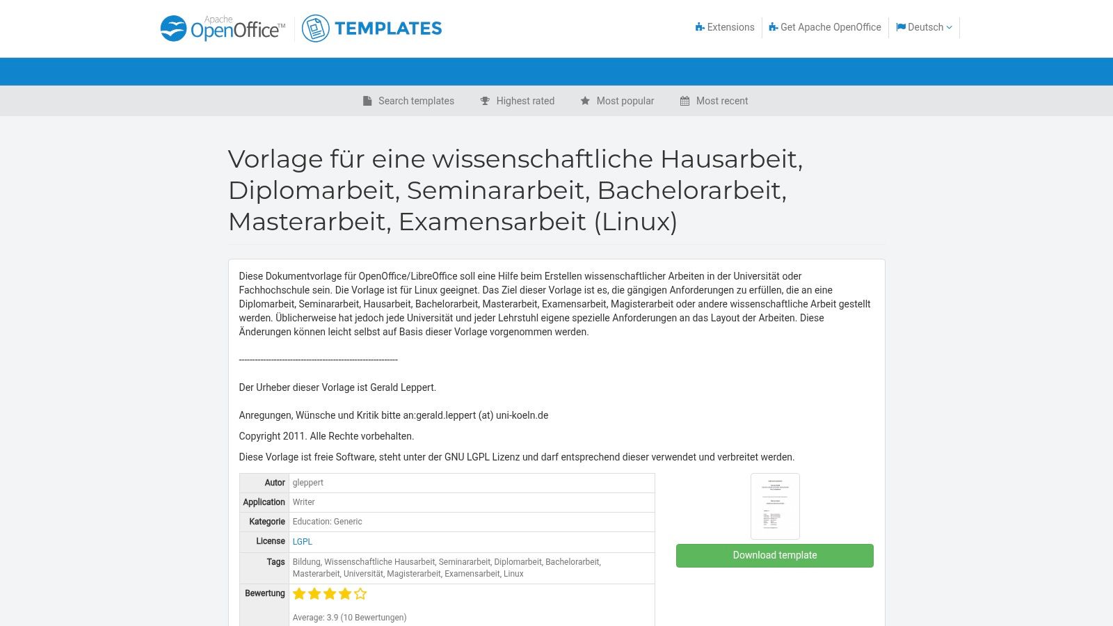Apache OpenOffice Templates