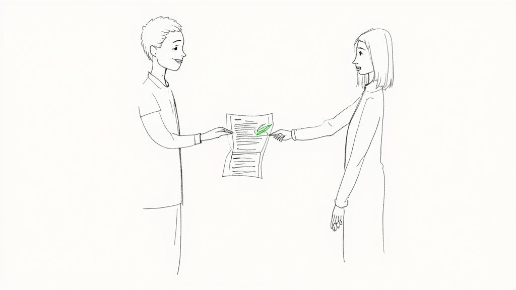 Two people having a discussion about fundraising