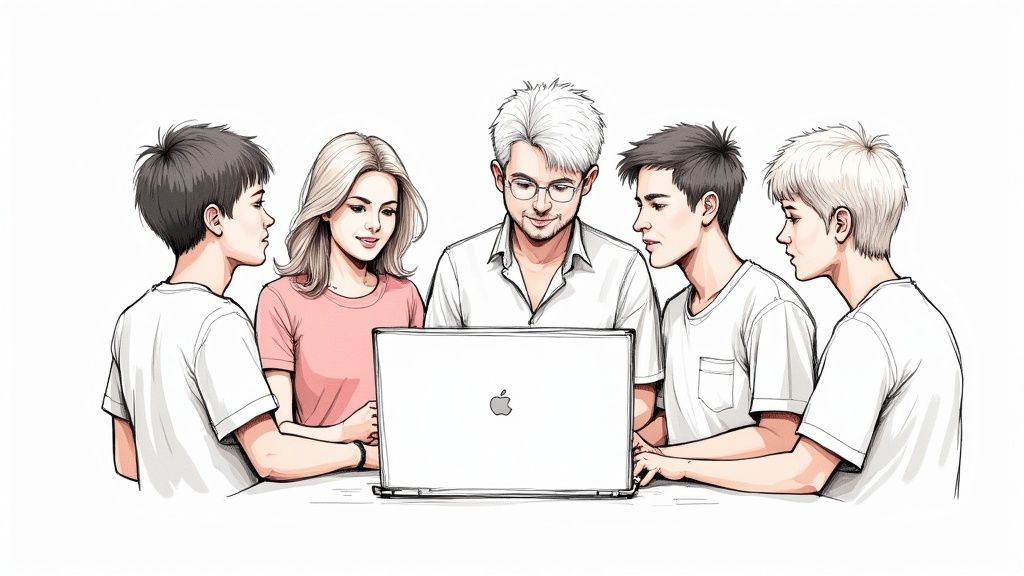 Students using laptops