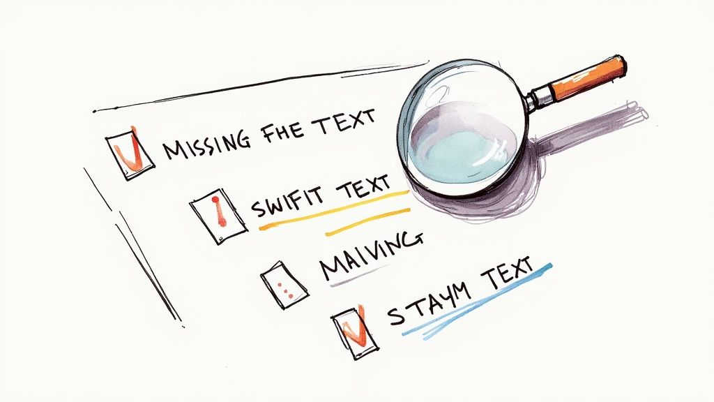 A magnifying glass hovering over a computer screen, symbolizing the process of auditing a website for issues.