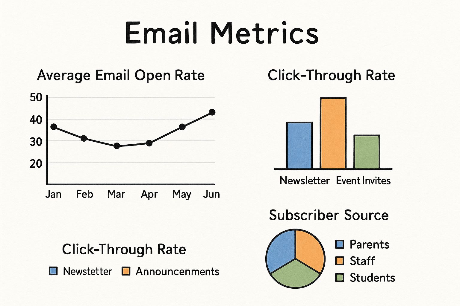 Infographic about email marketing for schools