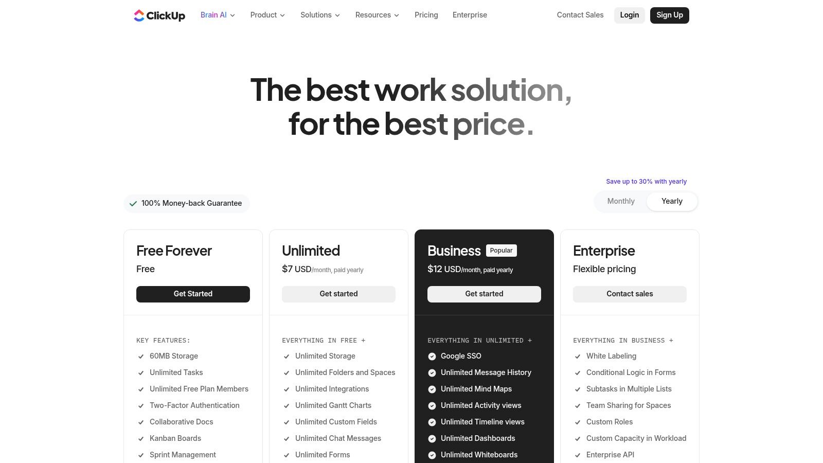 ClickUp pricing plans and features