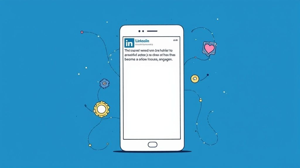 A person at a desk creating a visually engaging LinkedIn post on a laptop.