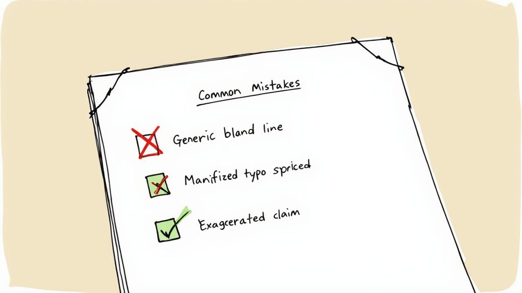 Red X marks over common errors on a document