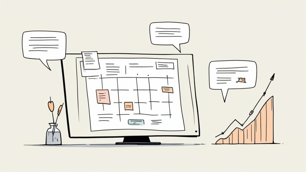 A person strategizing their LinkedIn content plan on a whiteboard.