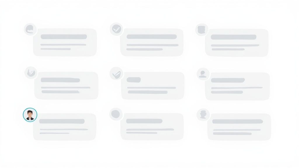 A professional smiling while reading a glowing recommendation on their LinkedIn profile.