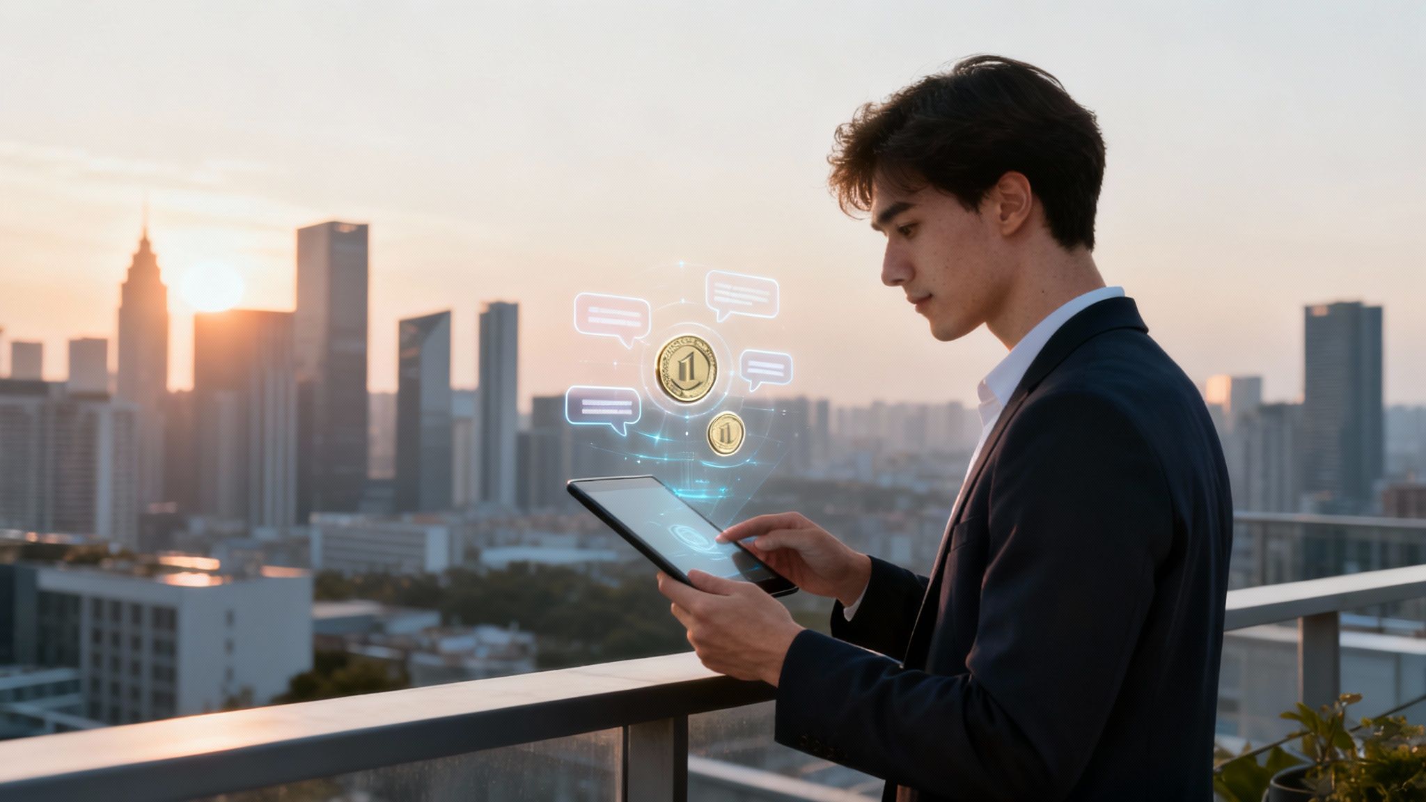 A digital illustration showing a rocket ship launching from a pile of gold coins, symbolizing growth and opportunity in the crypto market.