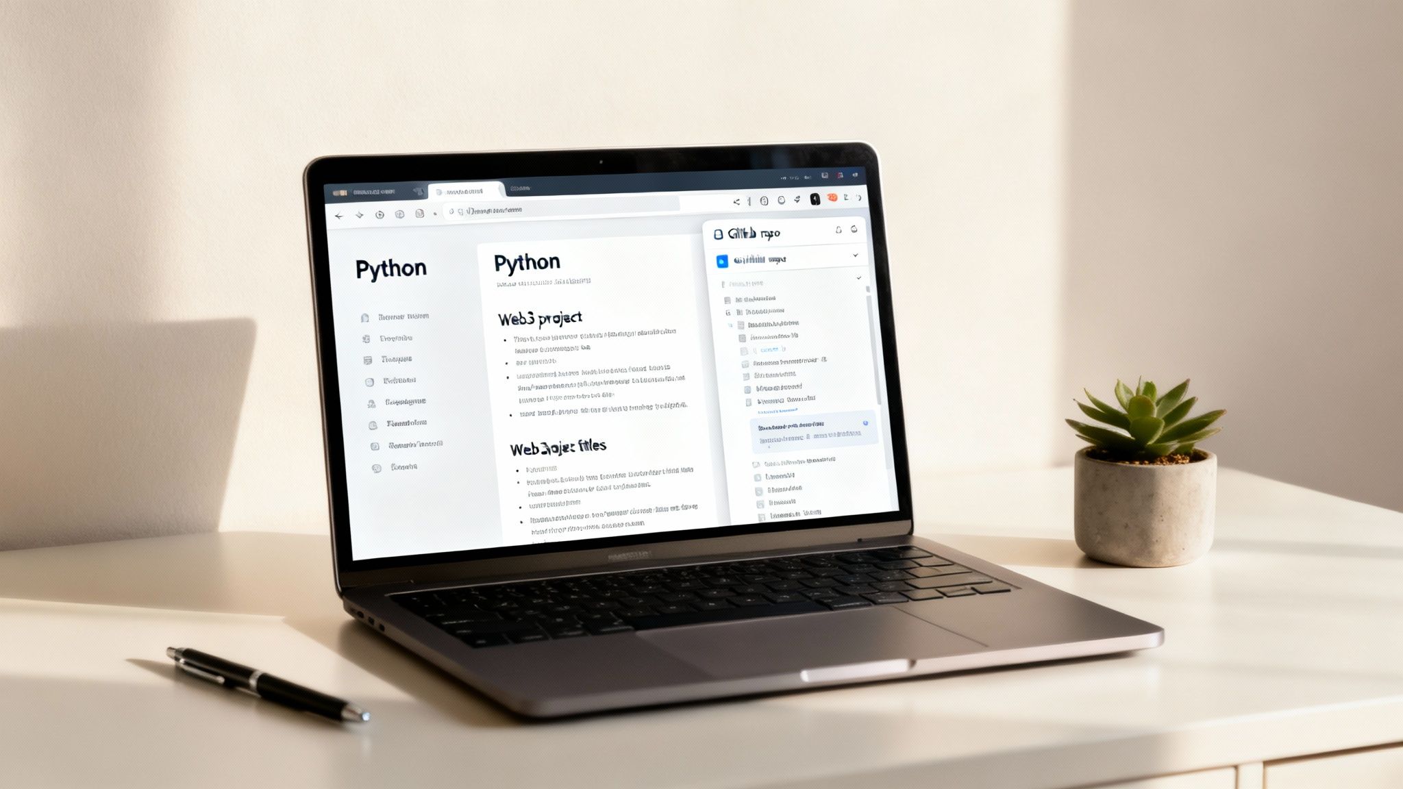 A person's hands typing on a laptop with code on the screen, emphasizing the resume and portfolio creation process.
