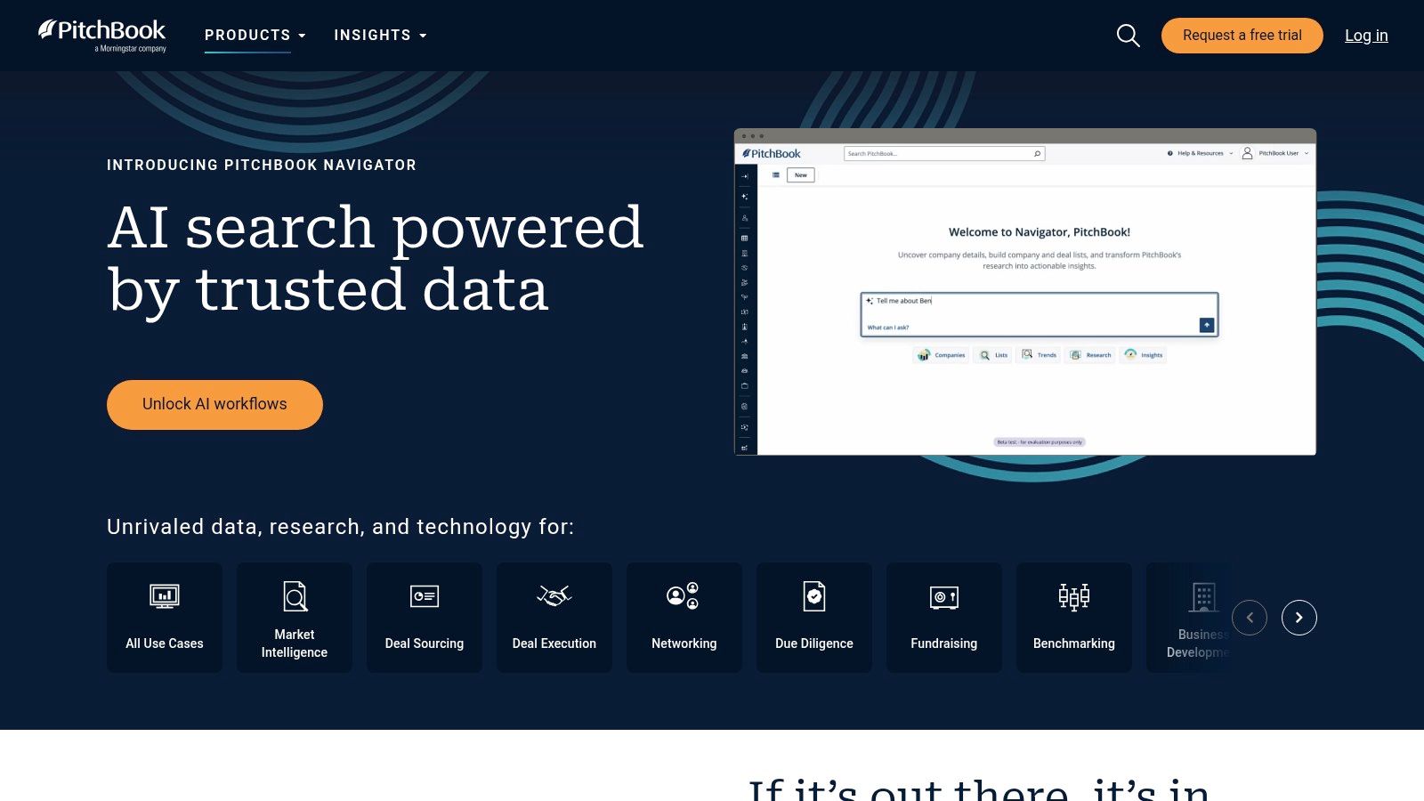 PitchBook platform showing data and analytics on private markets.