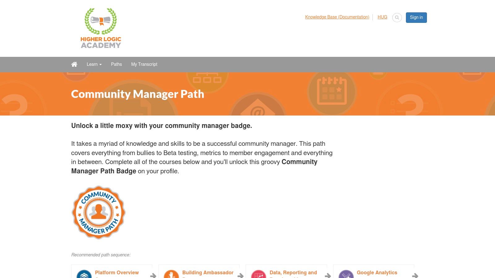 Higher Logic Academy (Community Manager Path)
