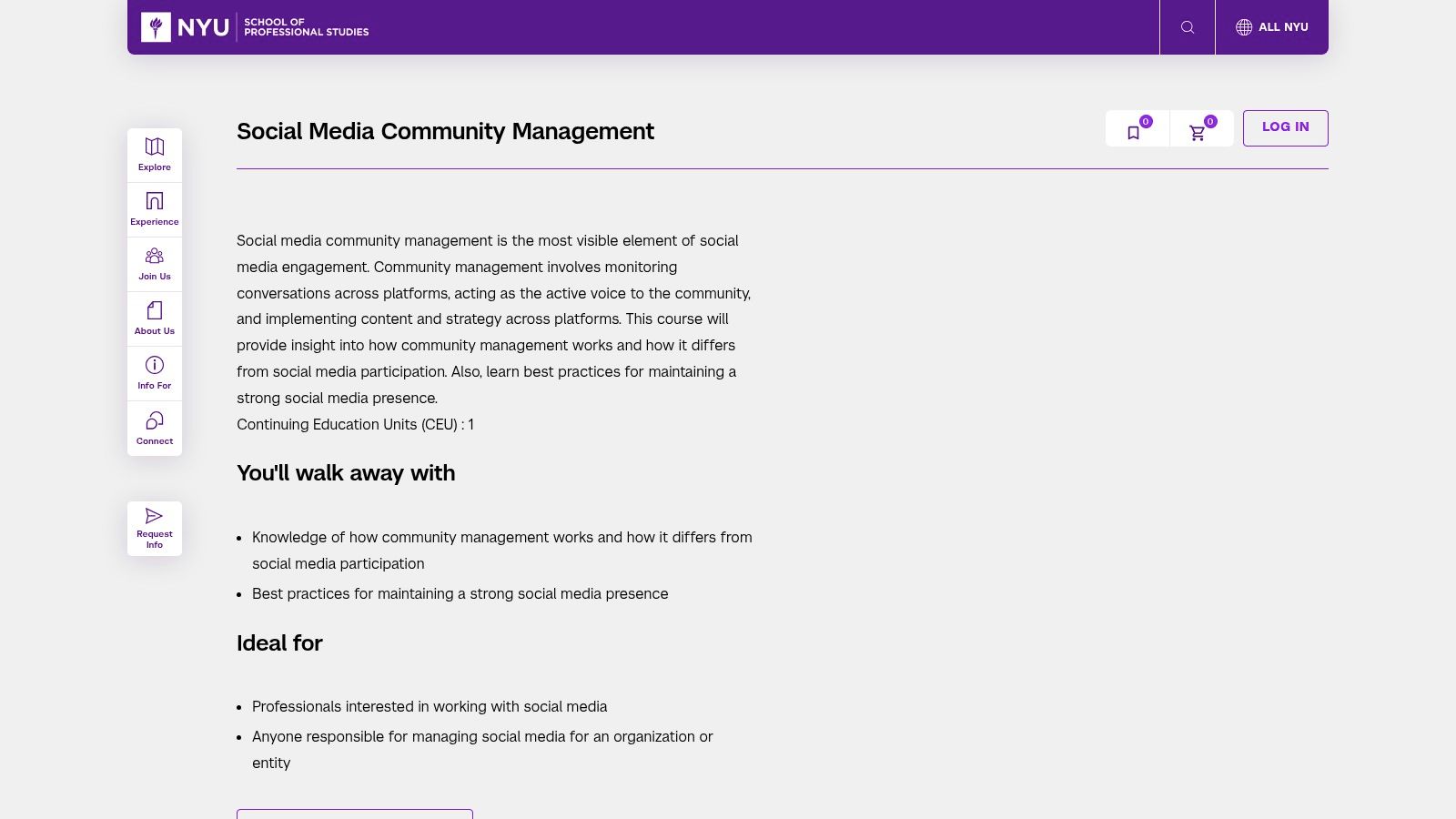 NYU School of Professional Studies (Social Media Community Management CE course)