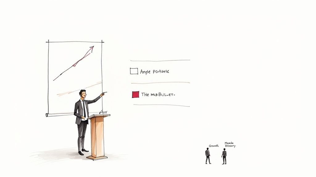 A person presenting a compelling ROI analysis with charts and graphs to engaged stakeholders, illustrating how to win project approval.