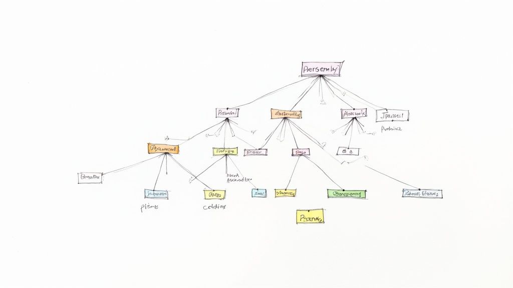 Hand-drawn hierarchical mind map showing personality taxonomy with branches for traits, emotions, and behaviors