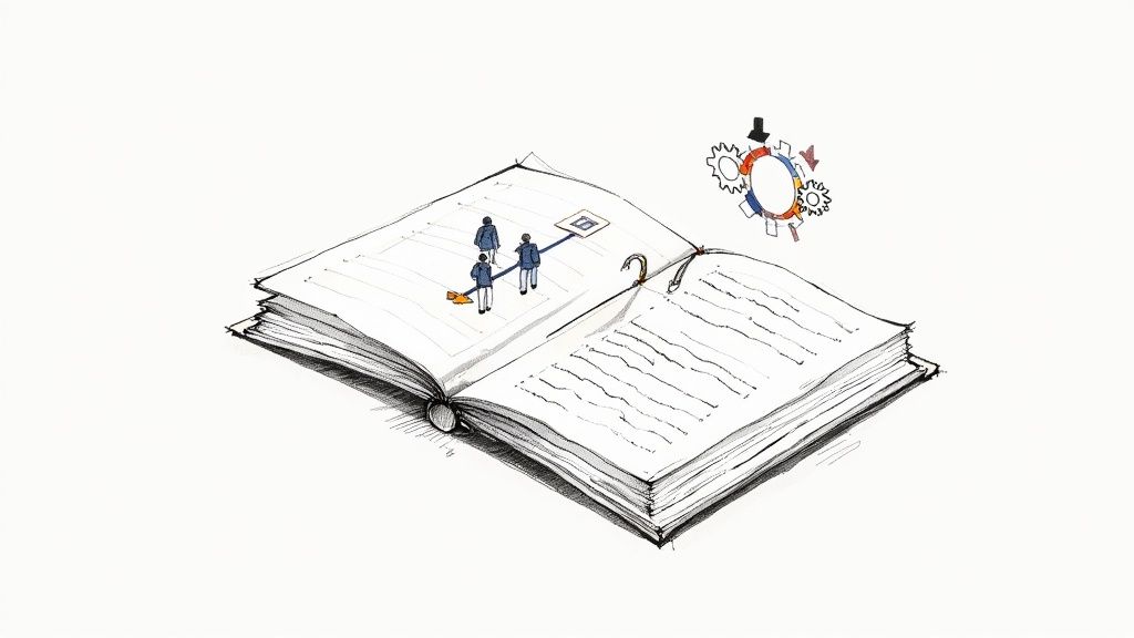 A team collaborating around a computer screen, symbolizing the integration of AI into business workflows.