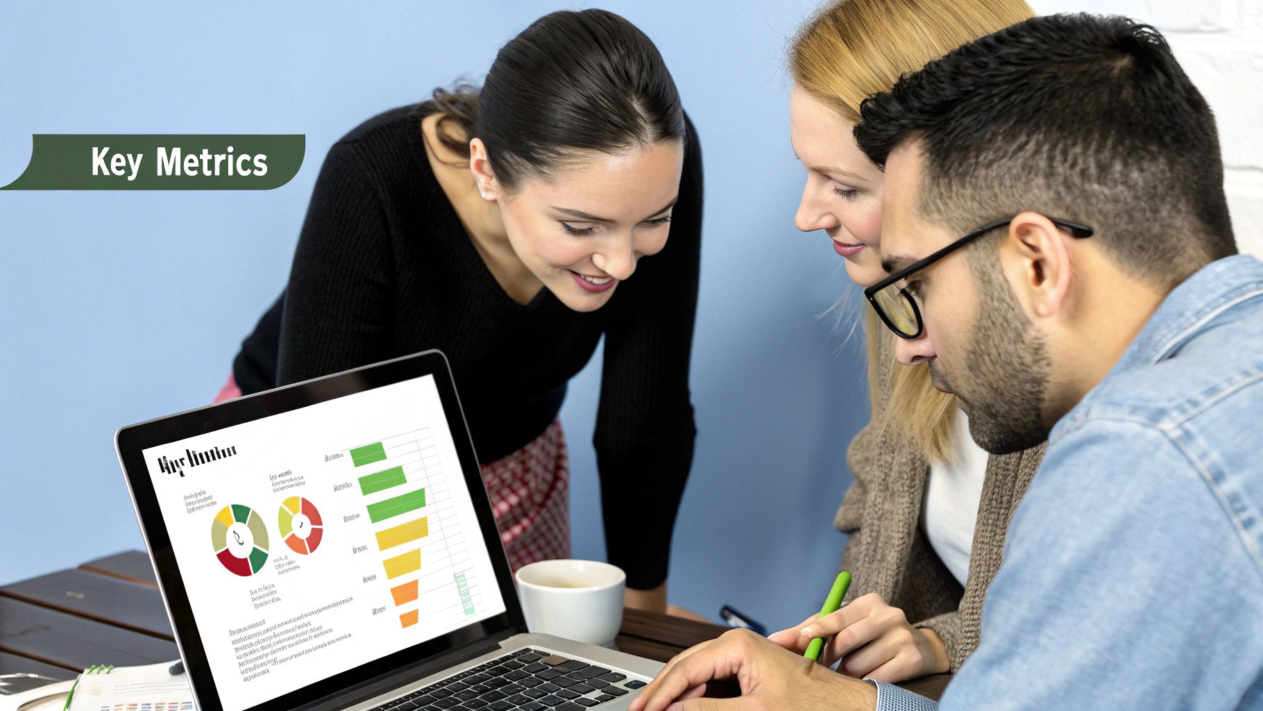A Google Analytics dashboard showing social media campaign data, including metrics like users, sessions, and conversion rate.