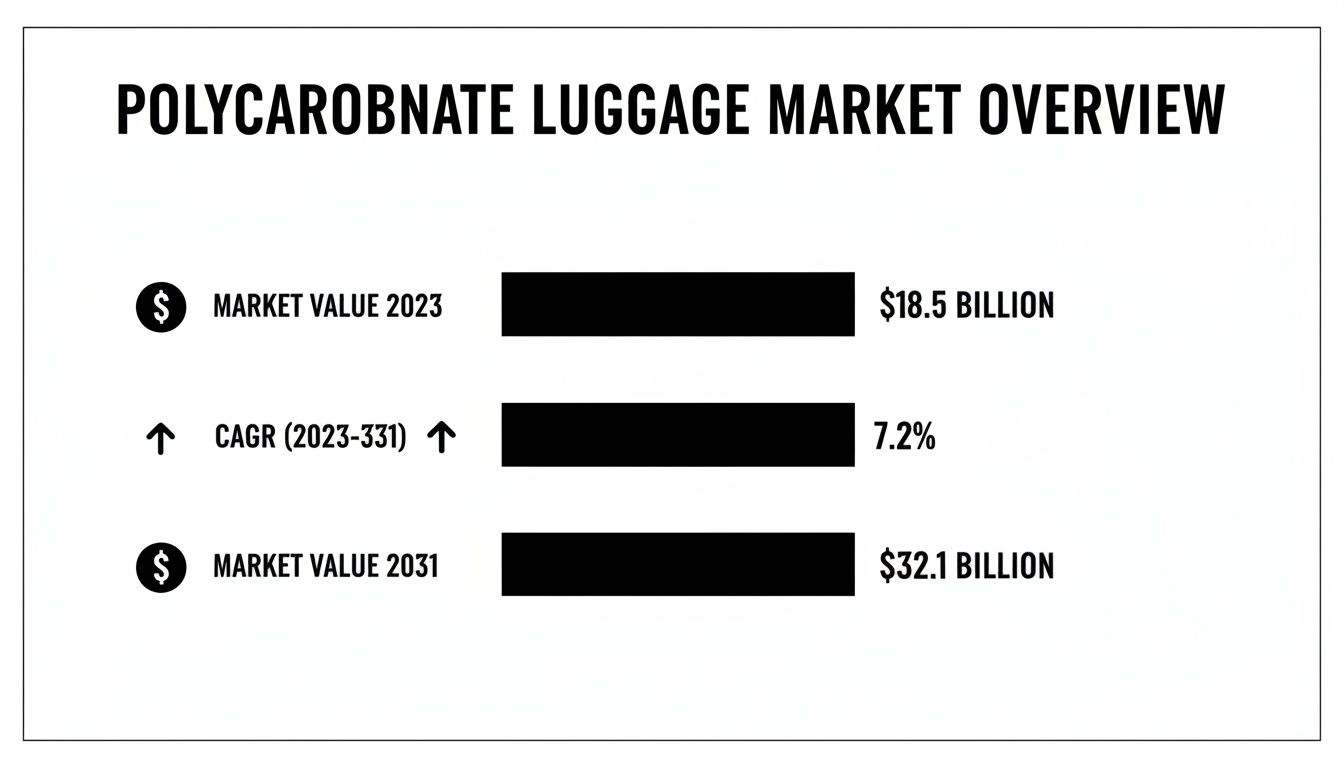 Polycarbonate luggage market overview displaying 2023 and 2031 market values and CAGR.