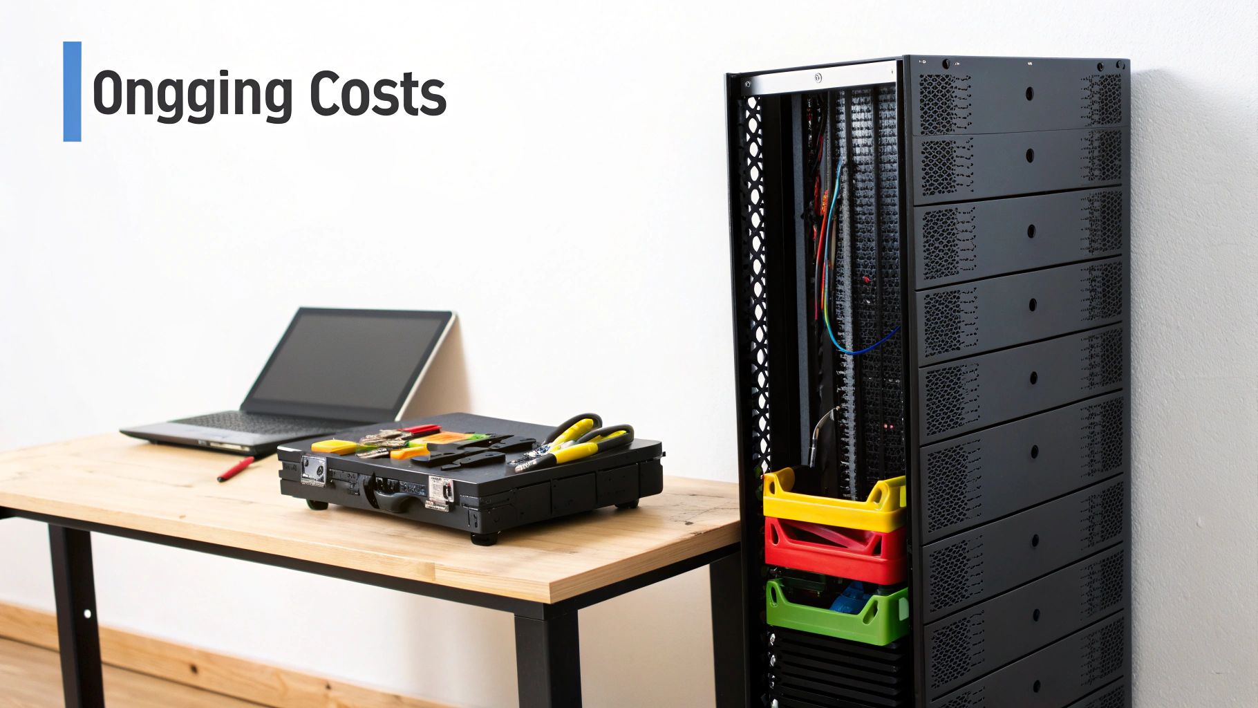 An iceberg showing the visible upfront AI costs and the much larger hidden ongoing costs below the surface.