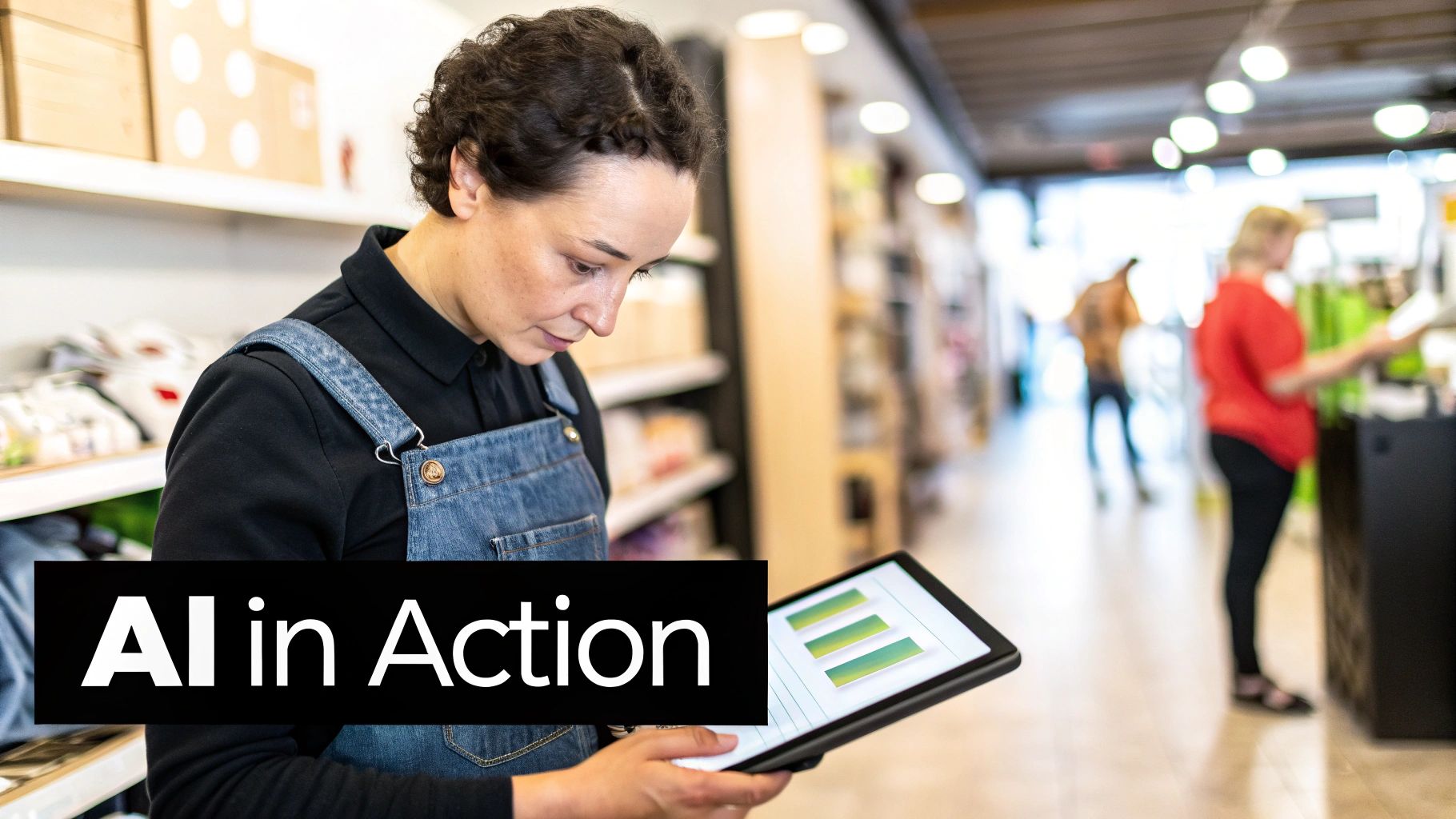 A person interacting with a futuristic AI interface showing data and charts.