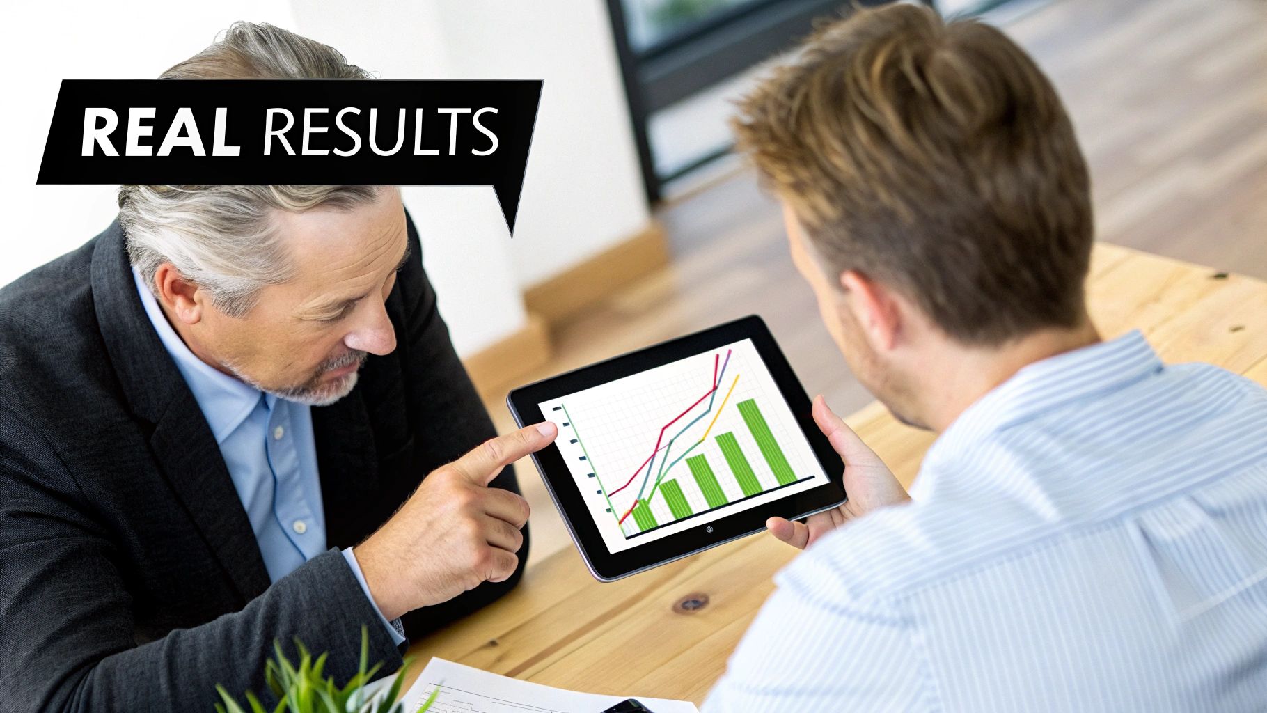 People analyzing data on computer screens in a modern office